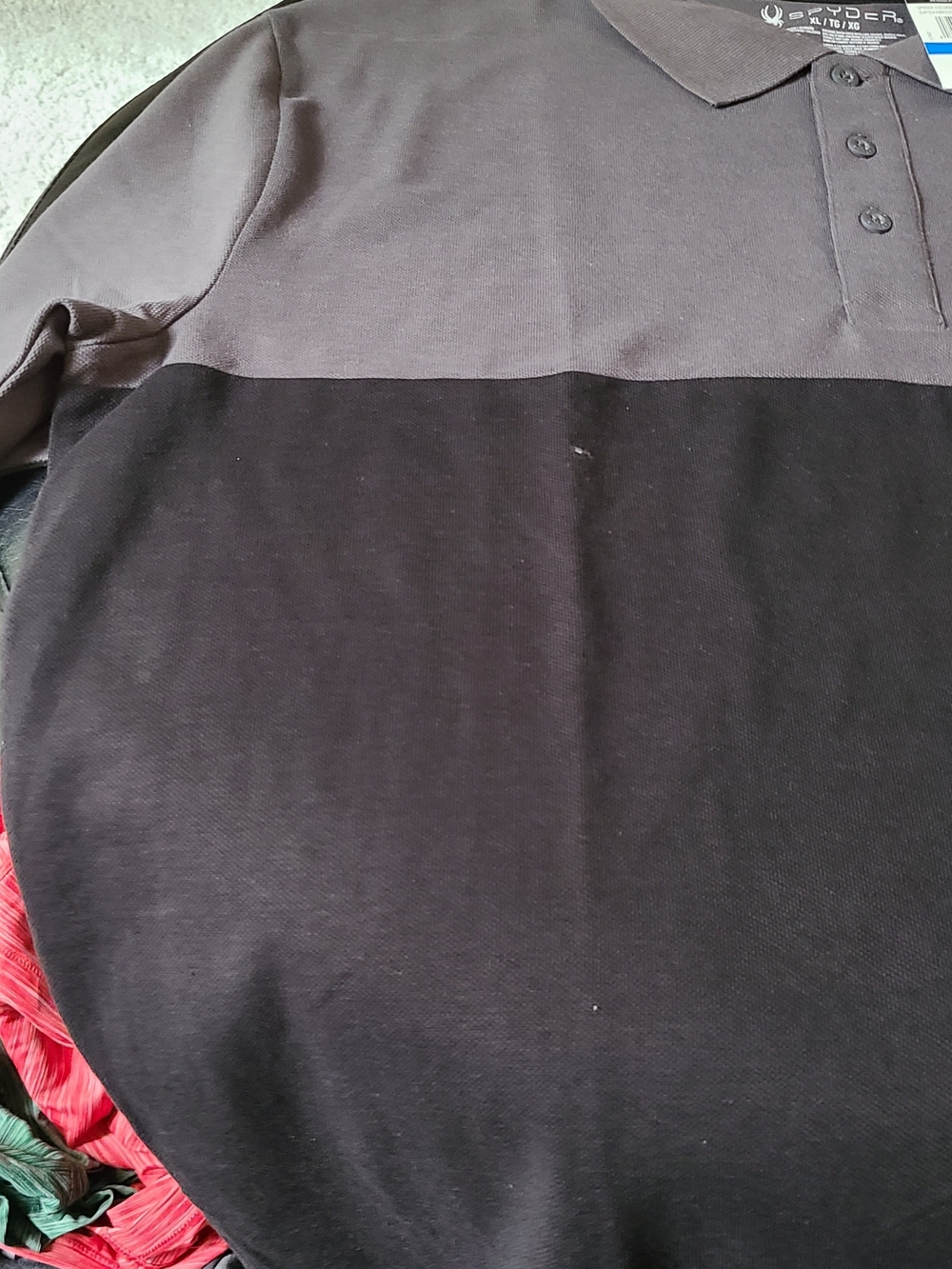 Spyder Men's Two-Tone Charcoal and Black Polo Shirt XL